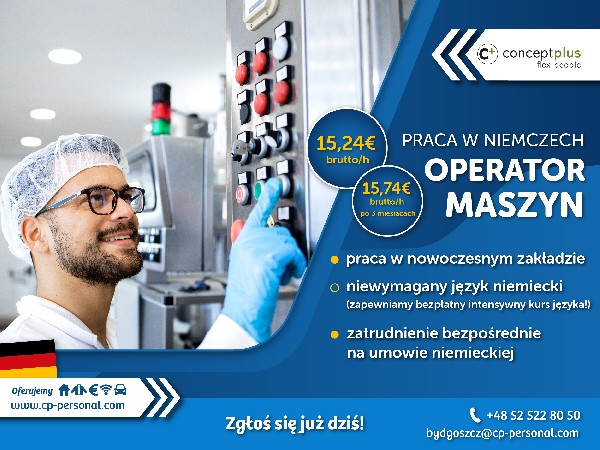 Operator Maszyn (k/m) - Niemcy - Nawet 15,24 €!